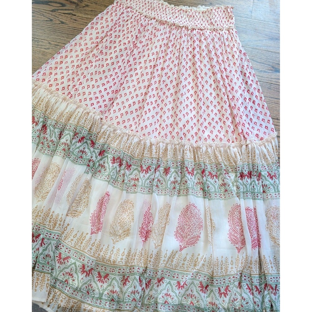 Soft Surroundings Boho Colorful Tiered Maxi Skirt Sz M Paisley Jaipur Lagenlook